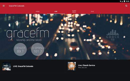 Screenshot of GraceFM Colorado