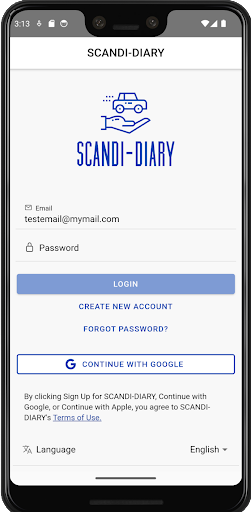 Android application ScandiDiary screenshort