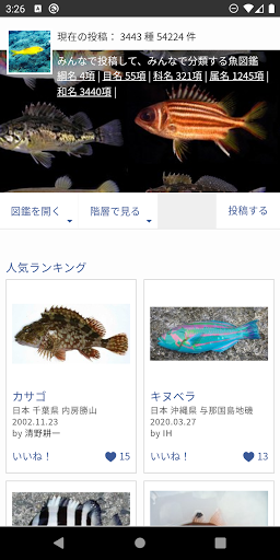 Android application WEB魚図鑑 screenshort