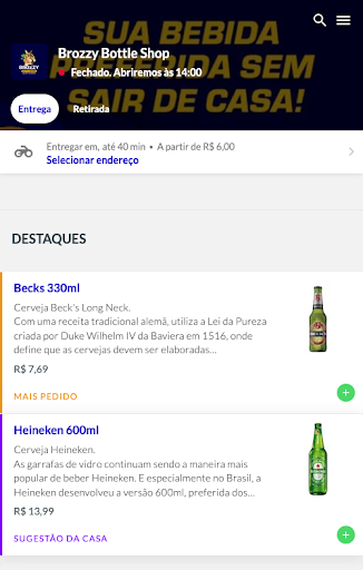 Android application Brozzy Bottle Shop screenshort