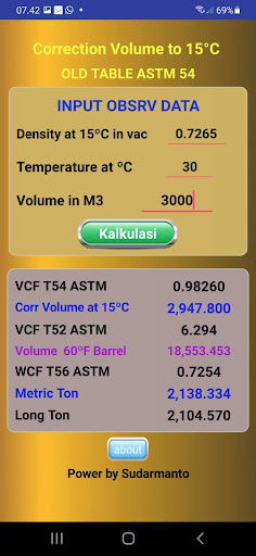 Android application Volume Convertion Old Table 54 screenshort