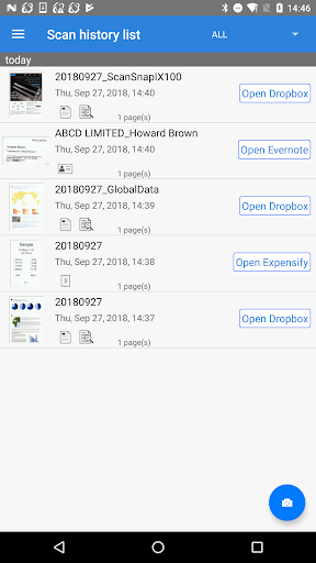 Android application ScanSnap Cloud screenshort