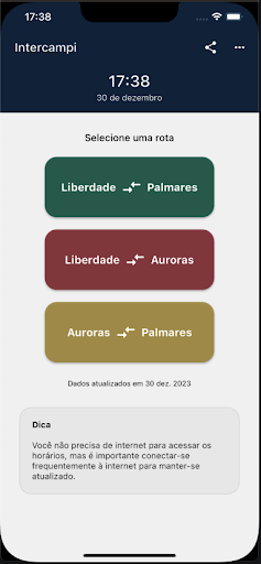 Android application Intercampi - UNILAB screenshort