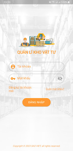 Android application Vật tư kho screenshort