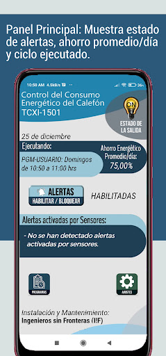 Android application Controlboard del Calentador screenshort