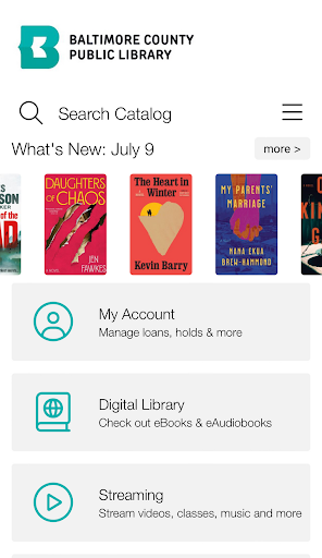 Android application Baltimore Co Public Library screenshort