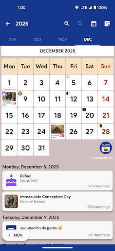 Android application Colombia Calendar screenshort
