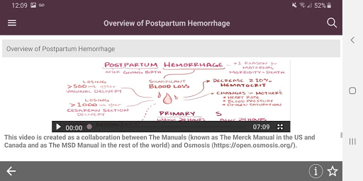 Screenshot of MSD Manual Guide to Obstetrics