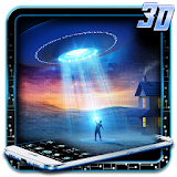 3D Neon Alien UFO Theme icon