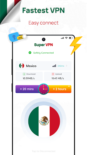 Android application Mexico VPN - Get Mexican IP screenshort
