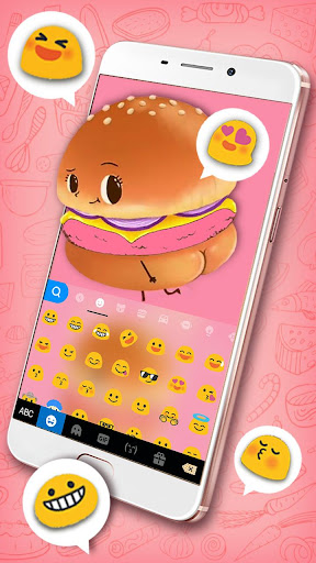 Cartoon Funny Hamburger Keyboa Screen 3