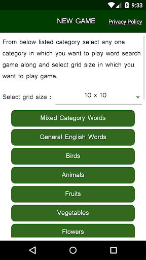 Android application Word Search - English Word Sea screenshort