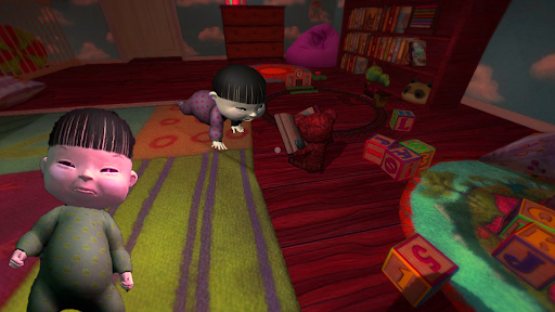 Pink baby in Dark yellow house