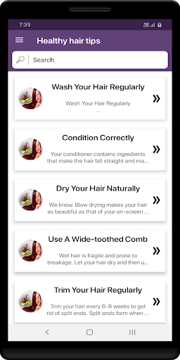 Android application Healthy hair -Tips screenshort
