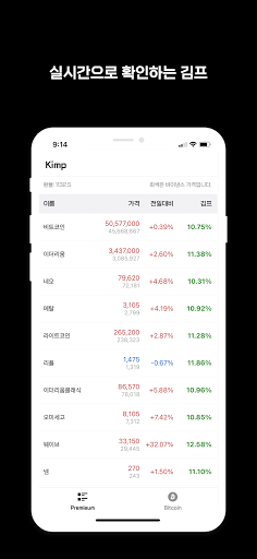 Android application 김프 - 김치프리미엄 screenshort