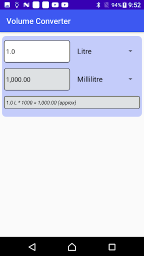 Android application Volume Converter screenshort