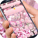 3d pink rose diamonds theme icon