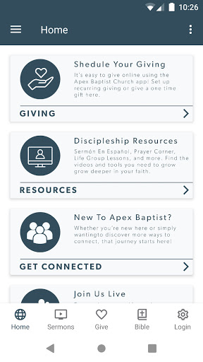 Android application Apex Baptist Church screenshort