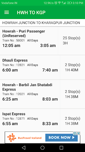 Kolkata SubUrban TimeTable