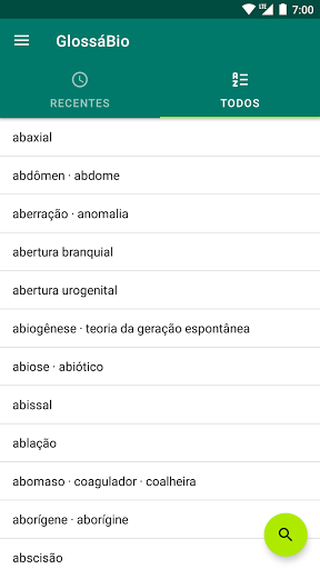 Android application GlossáBio · Glossário de Biolo screenshort