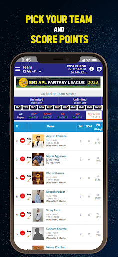 Android application BNI APL Fantasy League screenshort