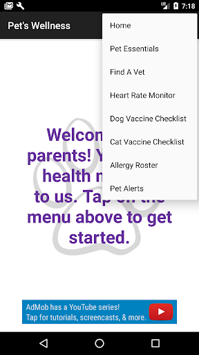 Android application Pet's Wellness screenshort