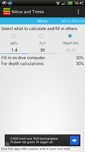 Android application Nitrox And Trimix screenshort