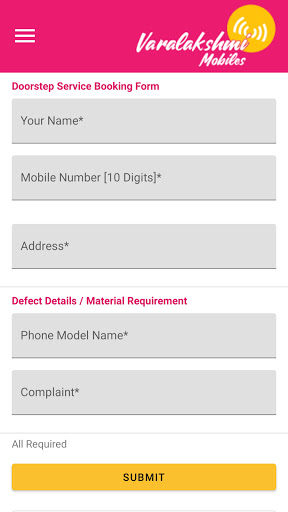 Varalakshmi Mobiles Service Screen 2