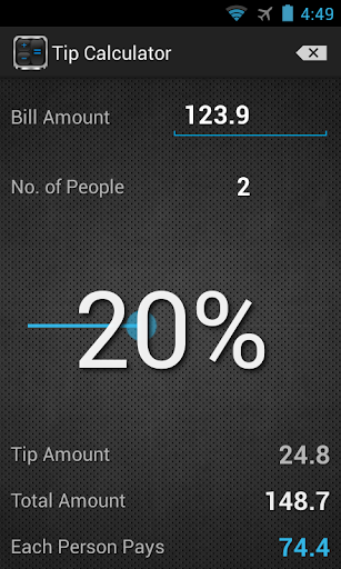Android application Tip Calculator screenshort