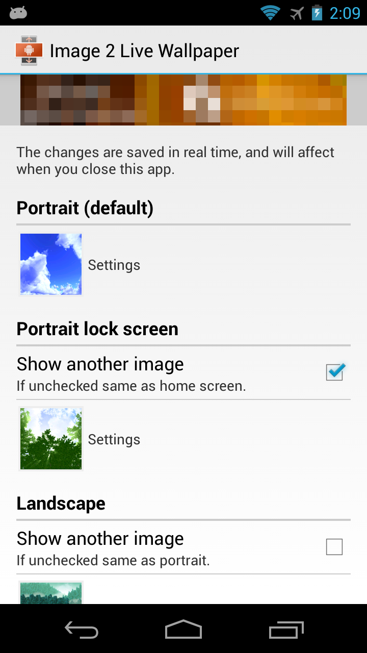 Android application Image 2 Live Wallpaper screenshort