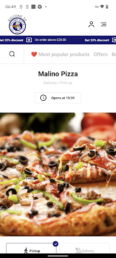 Android application Malino Pizza screenshort