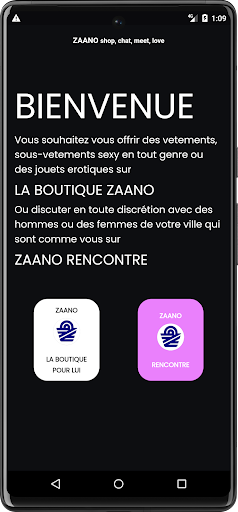 Android application Zaano shop, chat, meets, love screenshort