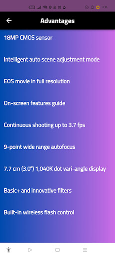 Android application Canon EOS 600D guide screenshort