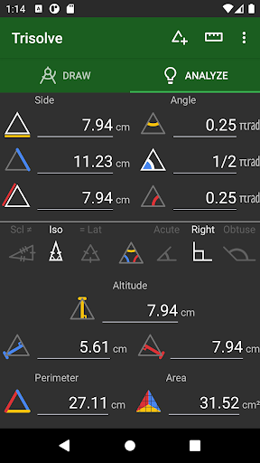 Trisolve: Triangle Calculator Screen 3