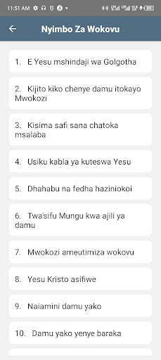 Android application Nyimbo Za Wokovu Mu Kiswahili screenshort