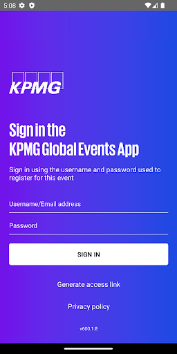 Android application KPMG Global Events screenshort
