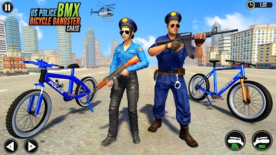 US Police BMX Bicycle Street Gangster Chase Apk Mod for Android [Unlimited Coins/Gems] 2