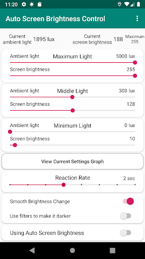 Android application Auto Screen Brightness screenshort