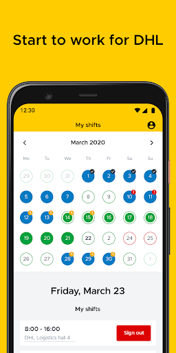Android application Shiftory.com DHL screenshort