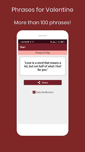 Android application Phrases for Valentine screenshort