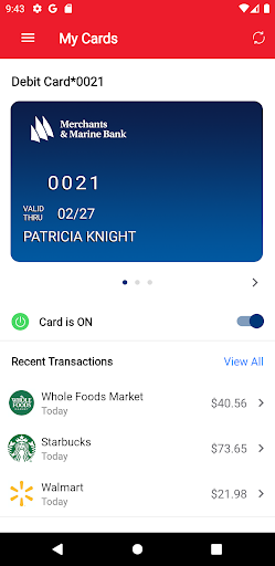 M&M Bank Card Protect Screen 2
