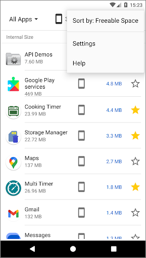 Storage Manager: app space Screen 3