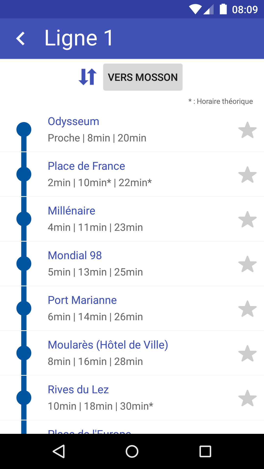 Android application Horaires Tram Montpellier screenshort