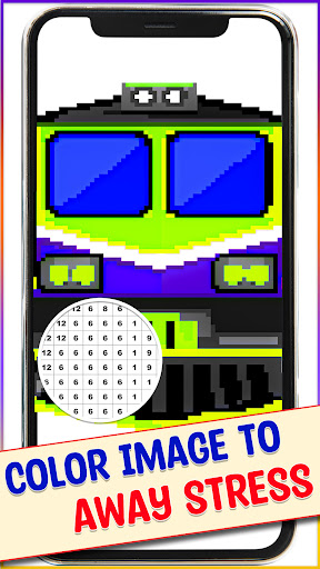 Trains Pixel Art Coloring Book Screen 3