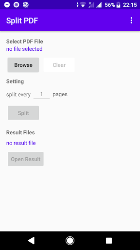 Android application Split PDF Pages screenshort
