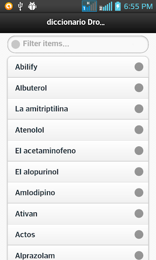 Android application Diccionario Drogas screenshort