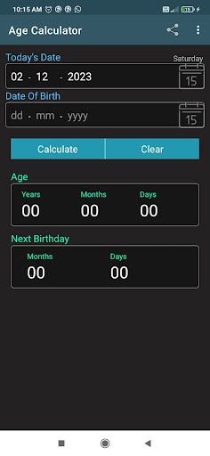Age Calculator Screen 2