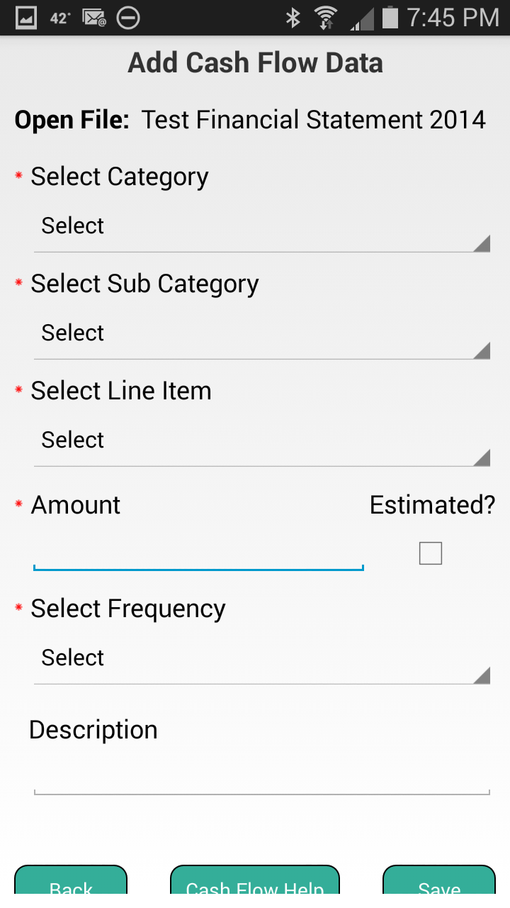 Android application Financial Statement screenshort