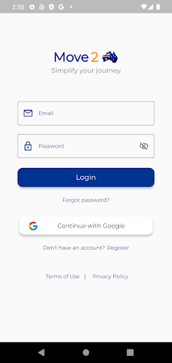 Android application Move2Oz screenshort