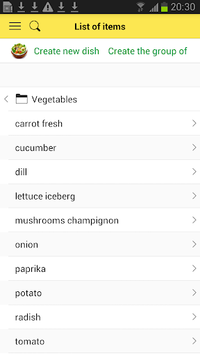 calculations of dishes - iObshepit-CHEF